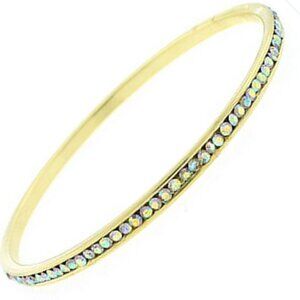 Aurora Borealis Layering Crystal Gold Tone Slim Classic Eternity Bangle Bracelet